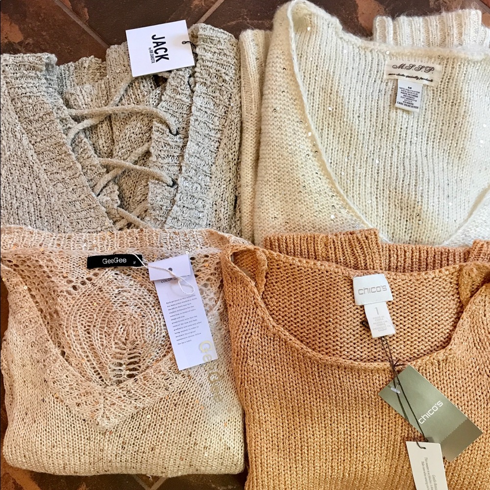4 Brand New Holiday Glitter Sweaters